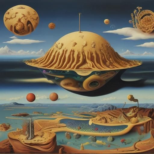 Colorful Microscopic Virus Cells Pie in Surreal Style