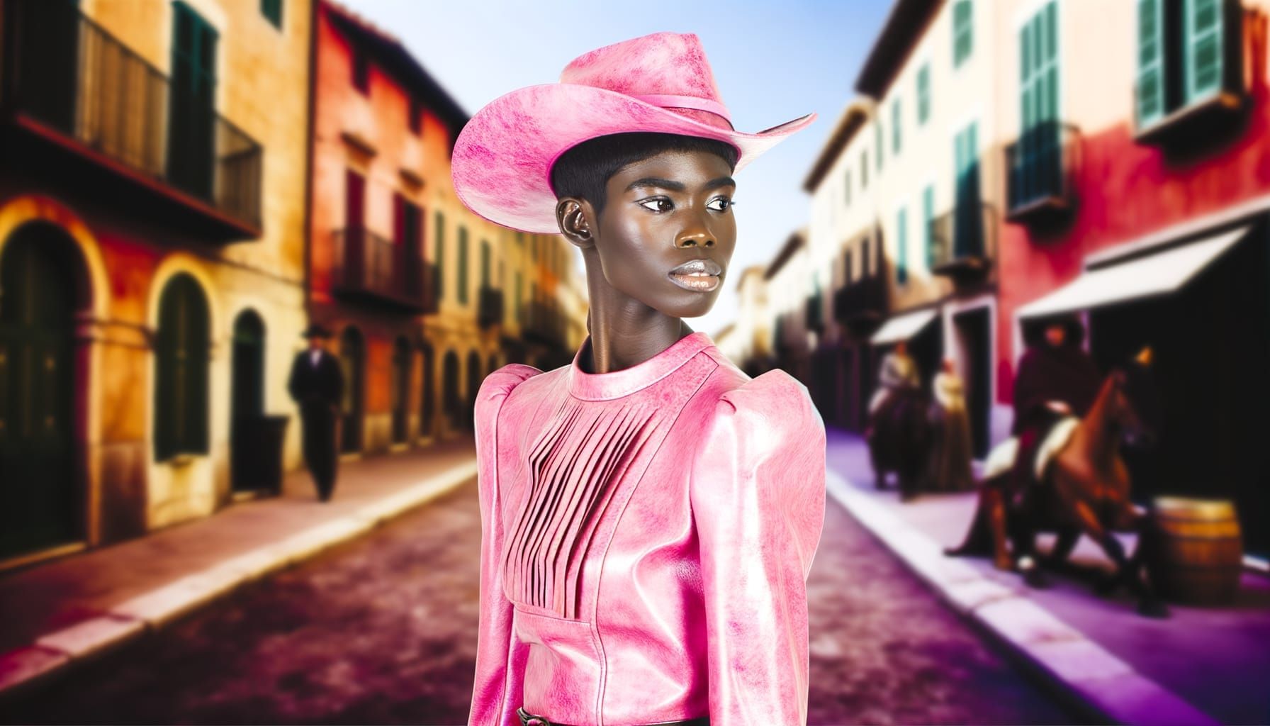 In a cowgirl style outfit