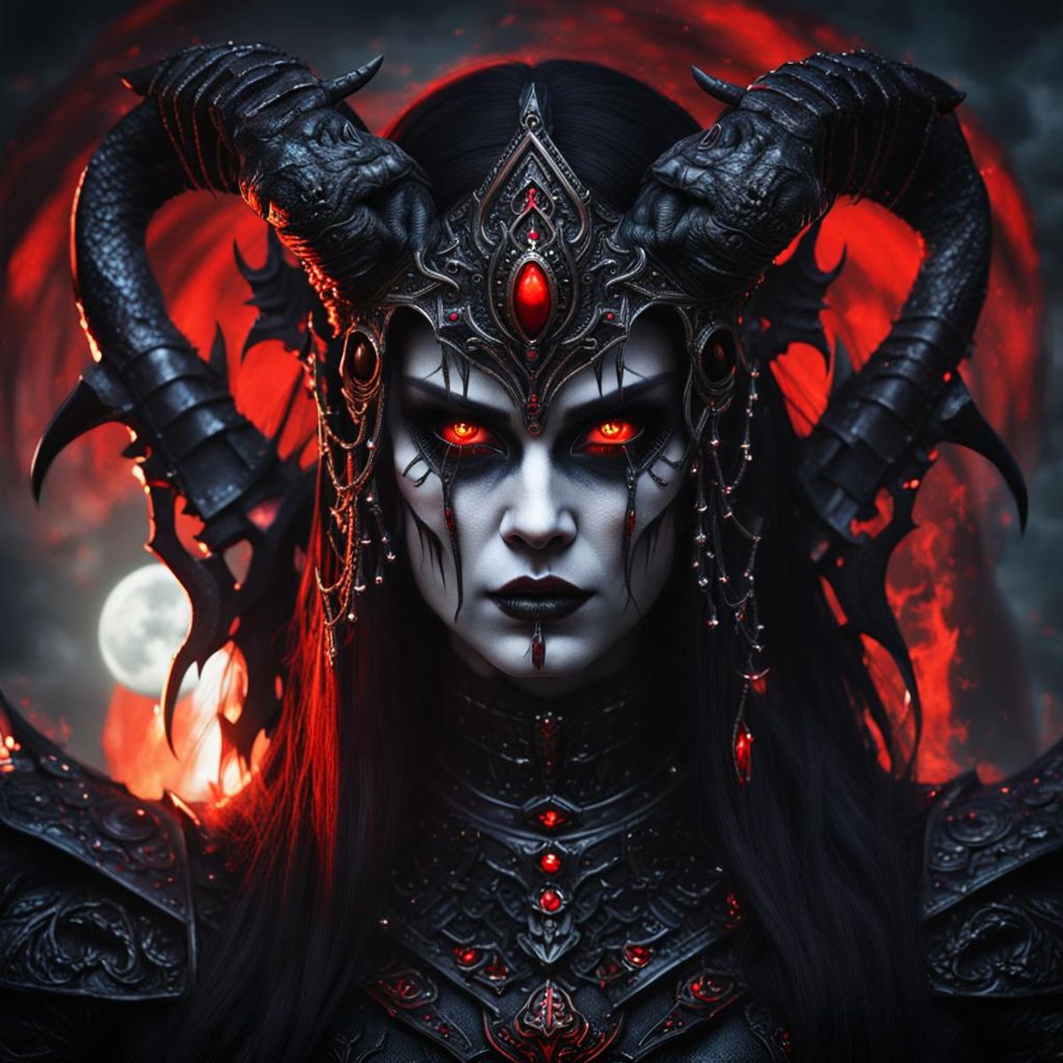 Photorealistic portrait of a majestic evil gothic demon goddess. - AI ...