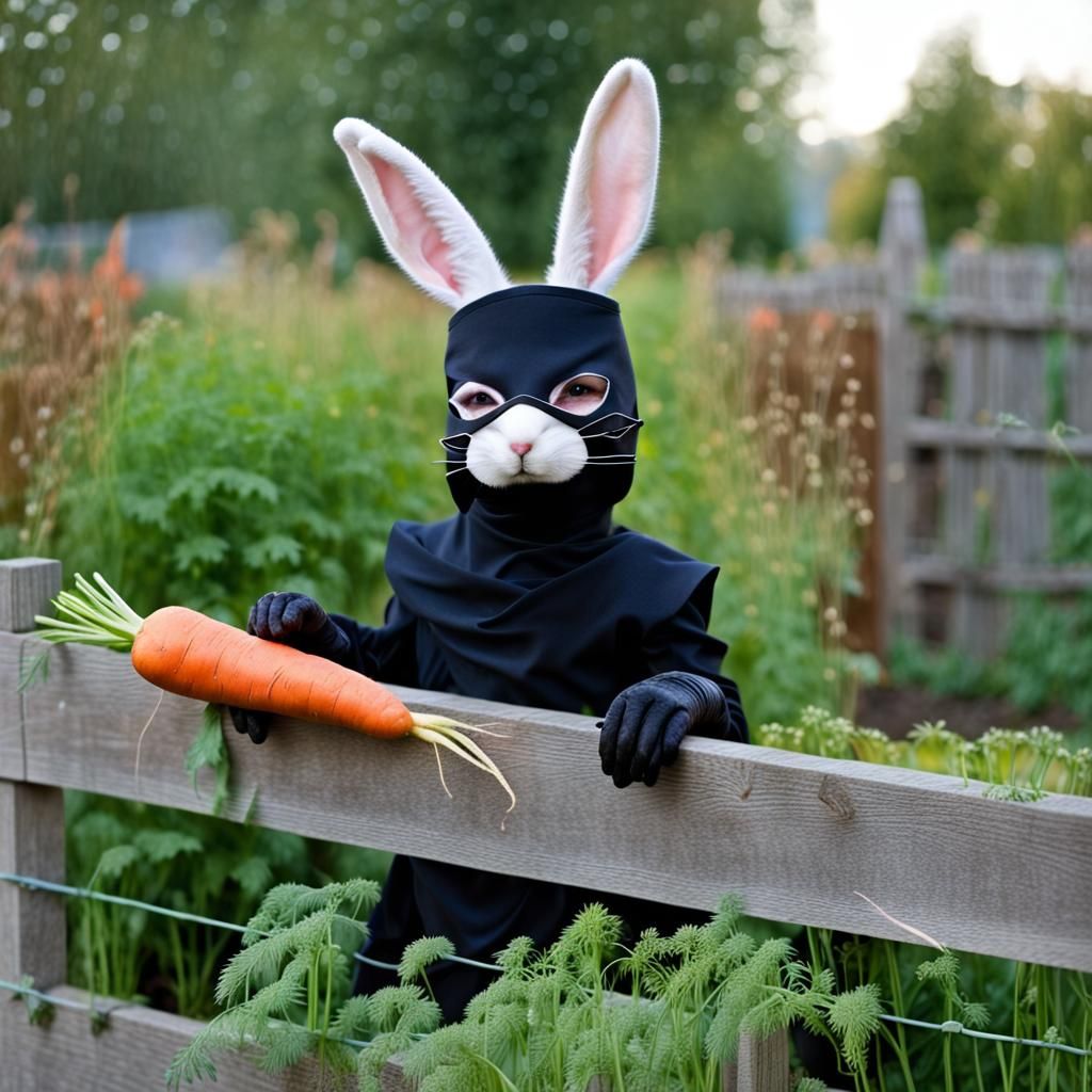 photo, fiction, un-real, surreal: A cute rabbit with a mask ...