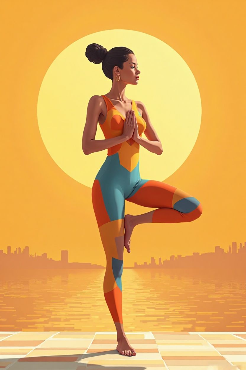 Woman standing on one leg,