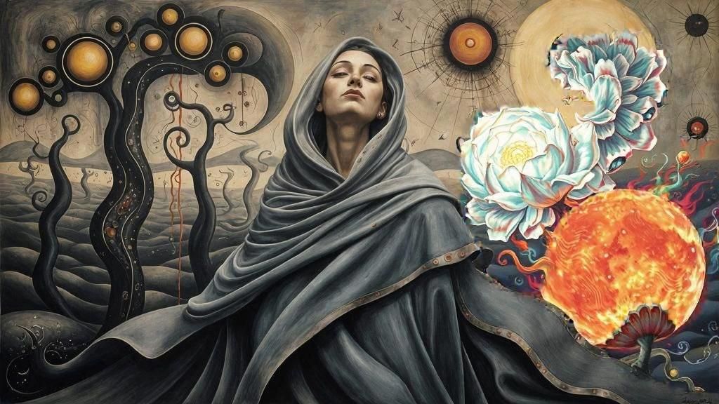 "The Seer" mystical bizarre errie twisted surrealistic masterpiece by Joan Miró André Masson Yves Tanguy /( symbolizing Foresight, Finality,...