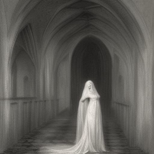 Ghost bride in a haunted church