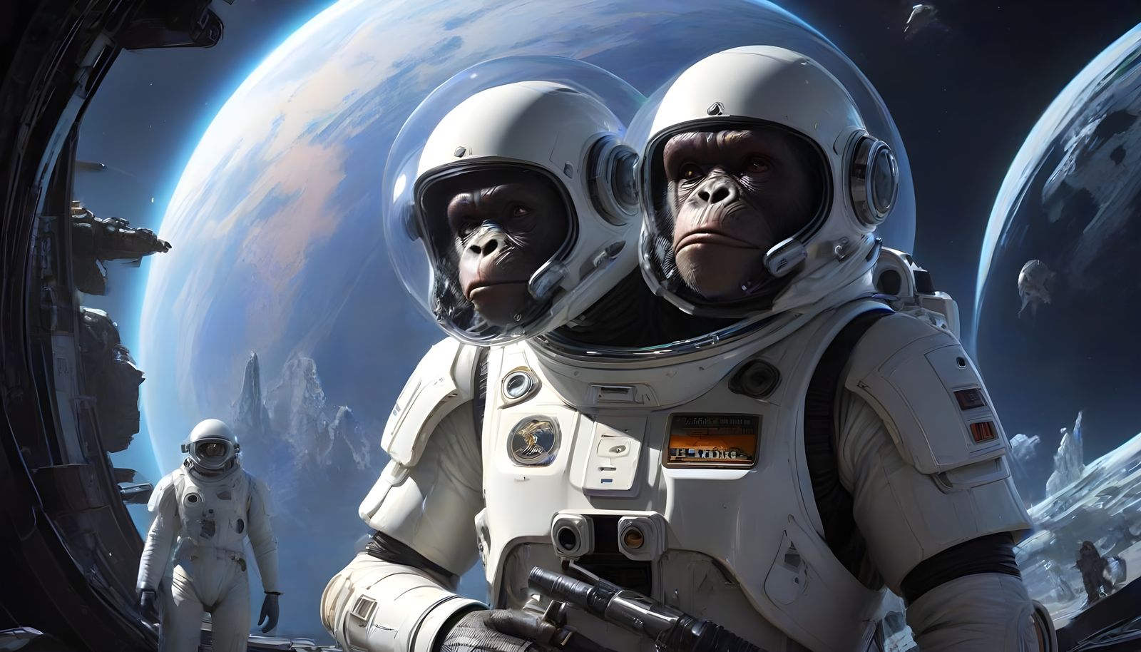 Too Small Two Headed Space Superchimp  by @Gary Murakami