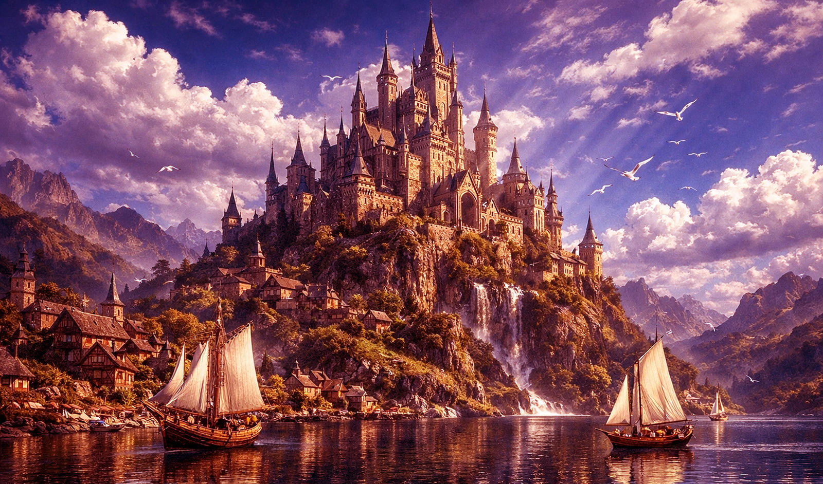 Huge castle on a hill