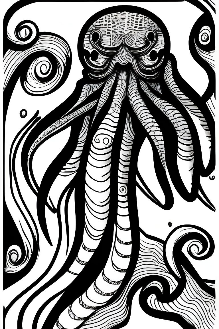 Cthulhu Coloring Page - AI Generated Artwork - NightCafe Creator