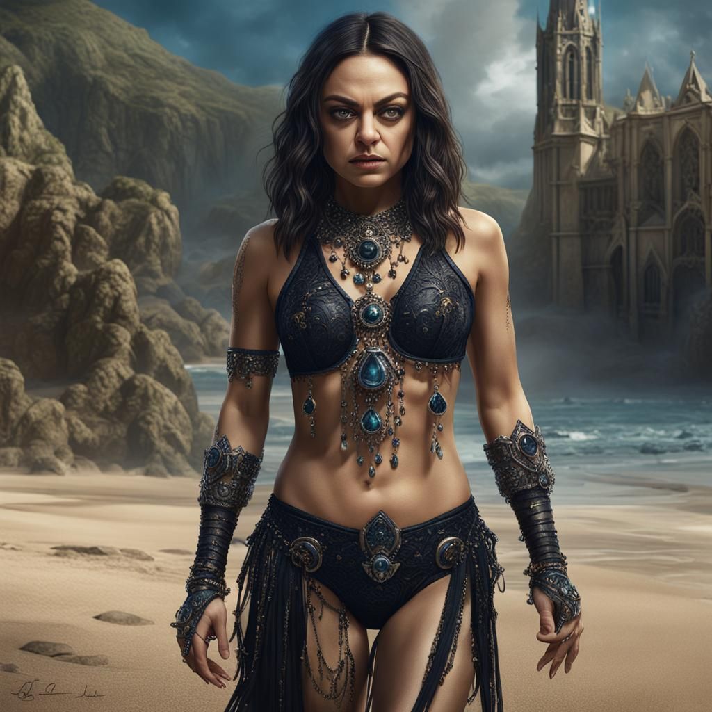 Hyperrealistic portrait of a Mila Kunis wearing intricately ...