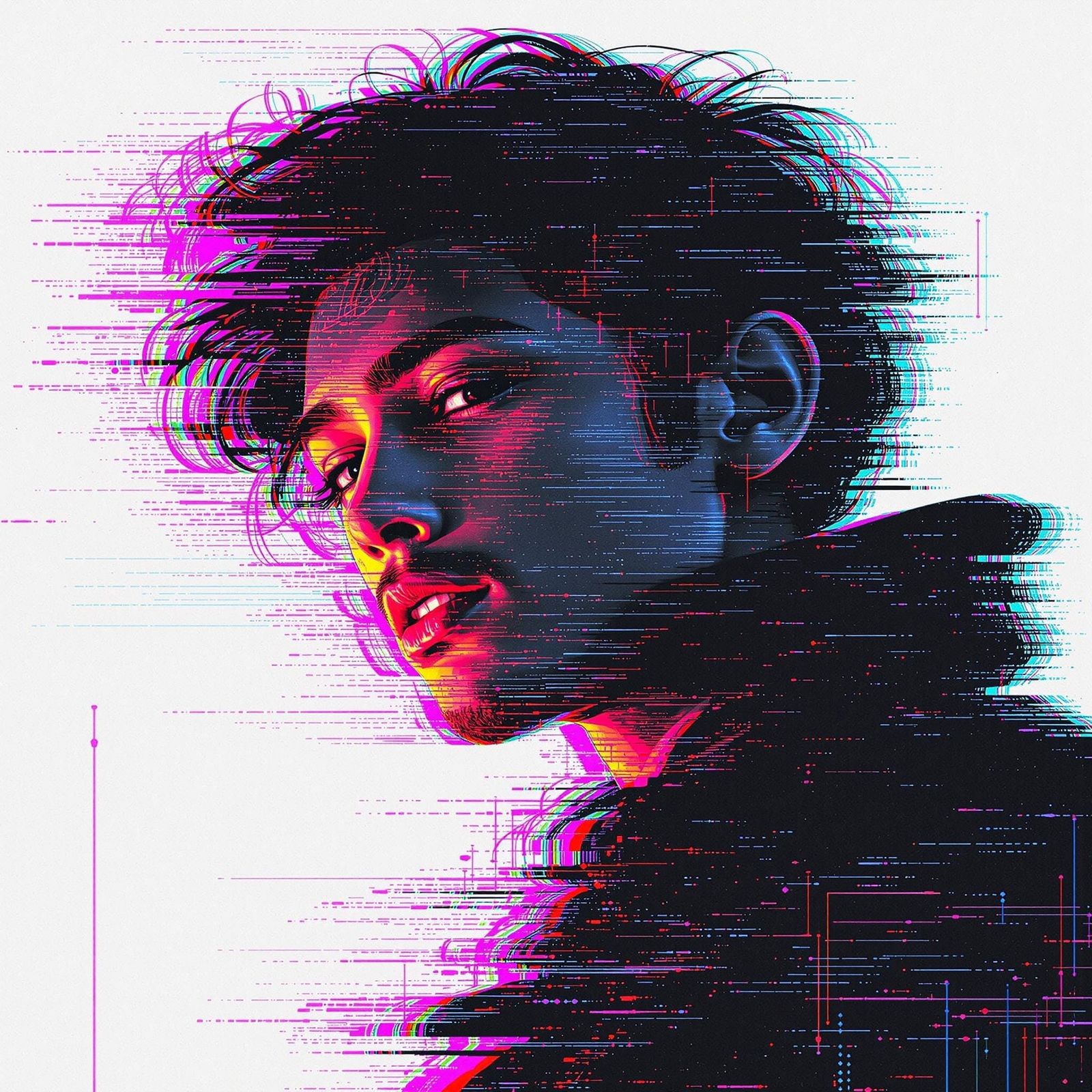 Glitch art portrait.  by @Arisiin