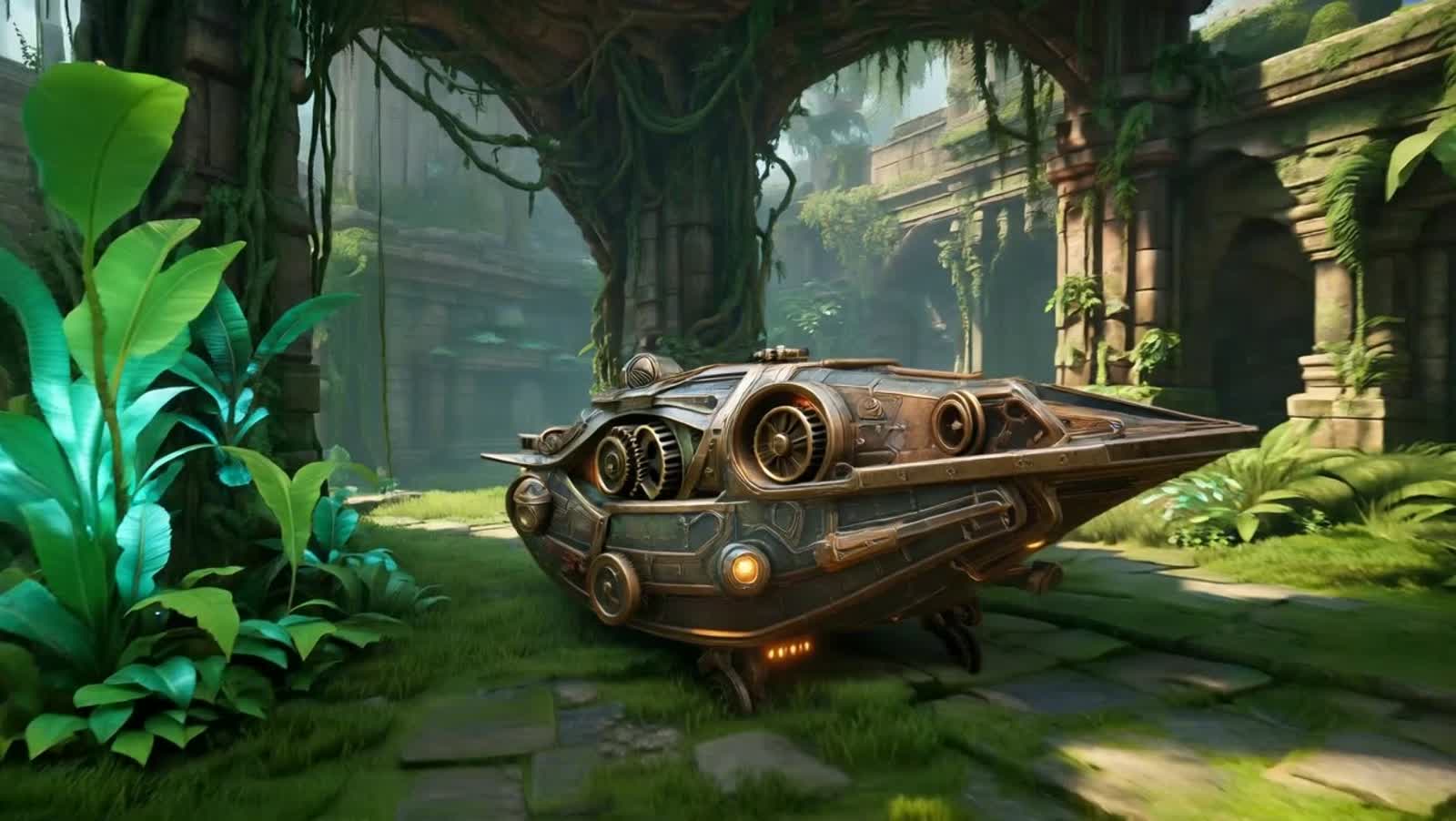 An intricate clockwork spaceship...