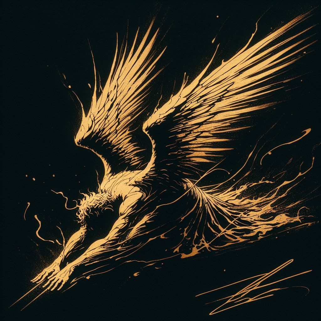 Line Art Fallen Angel