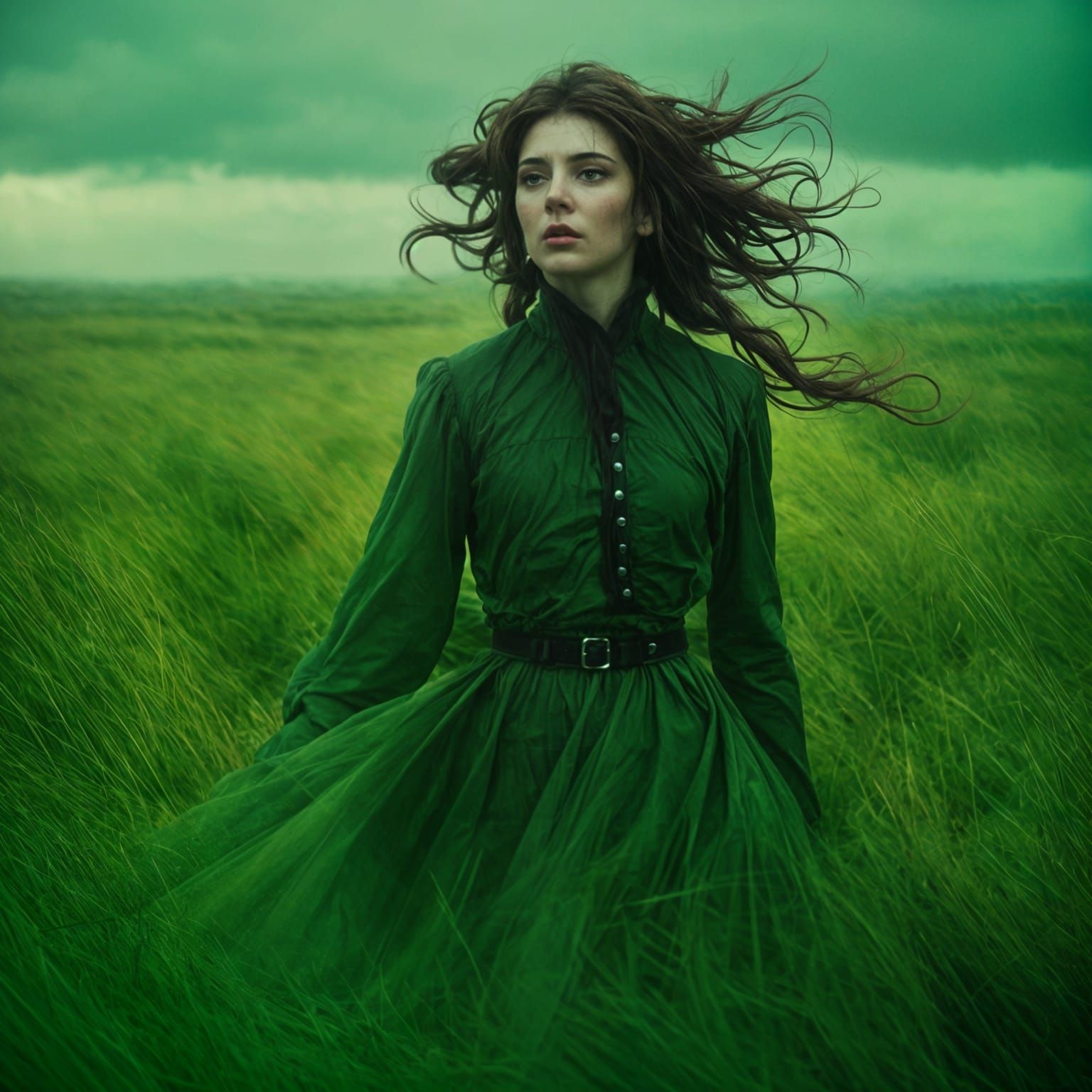 Out on the wily, windy moors, we'd roll and fall in green