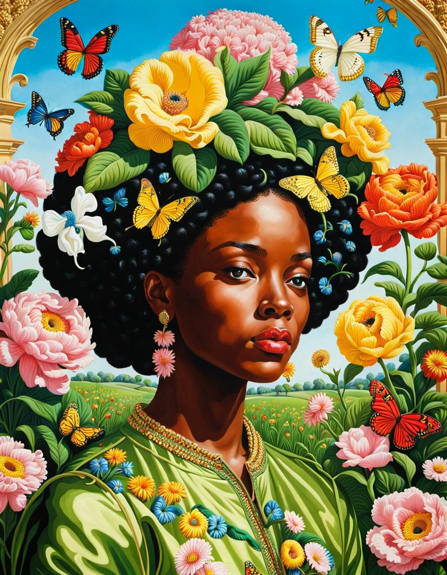 🌷🪻☀️🪺, Springtime Sunlit Maiden Meadow, Kehinde Wiley, Raqib Shaw ...