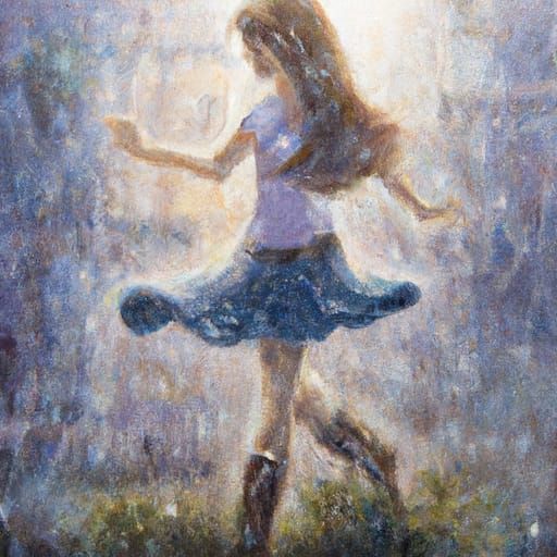 A girl dancing in rain