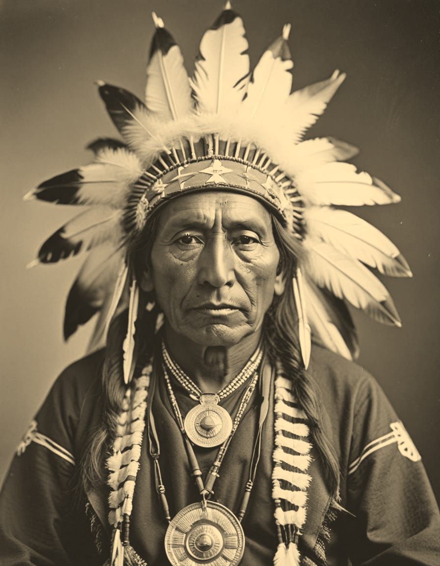 Daguerreotype by Matthew Brady of Red Cloud circa 1885, silver iodide process, Susse Frères camera, f/14 55mm  by @Snooty Art Snob