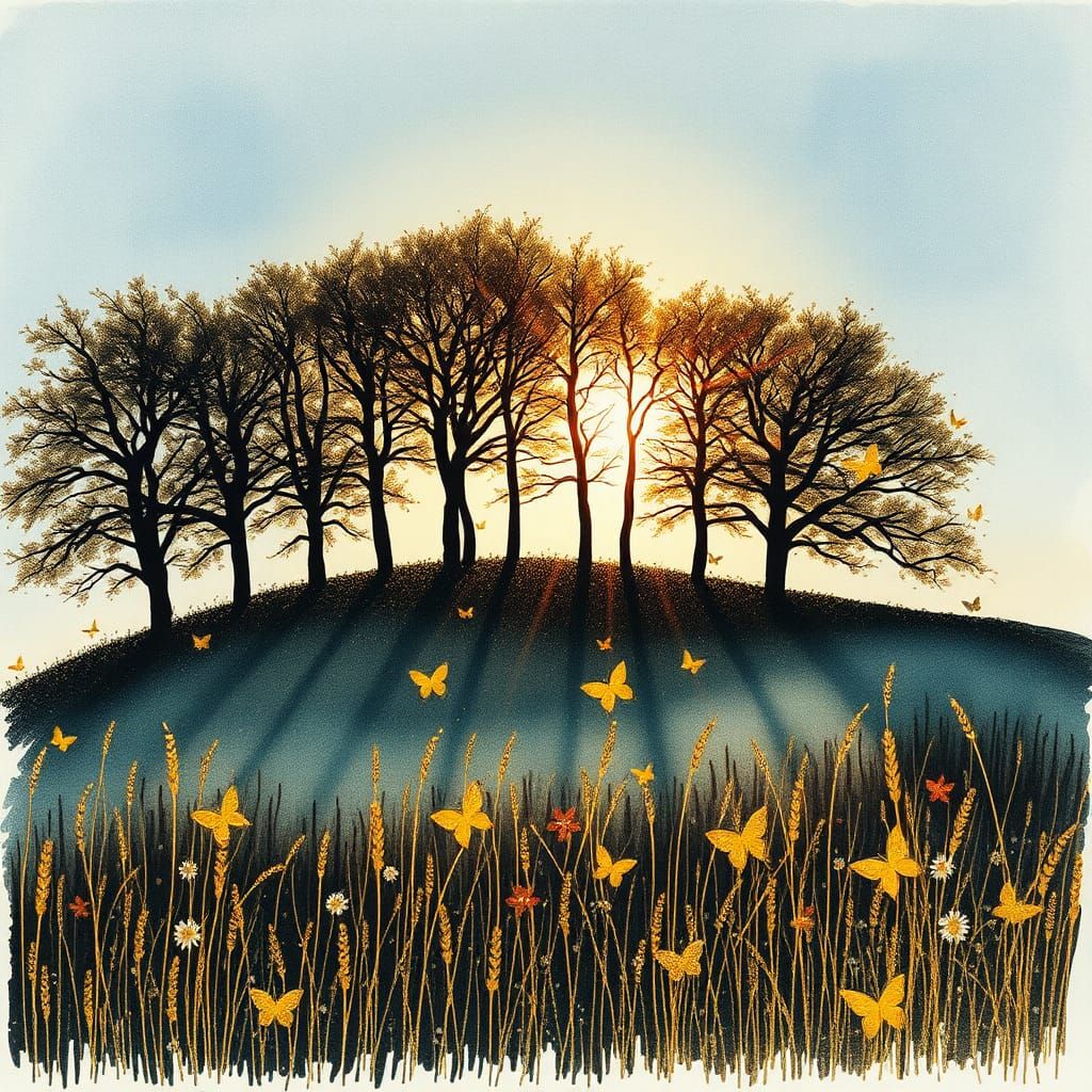 Trees on a hill
