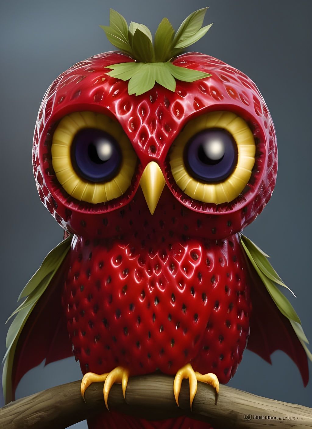 A wild strawberry owl   by @Lucas