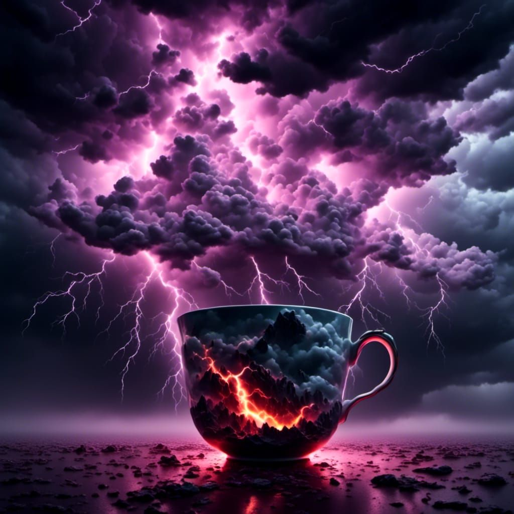 Epic pink thunderstorm in a teacup  by @AmelieUK