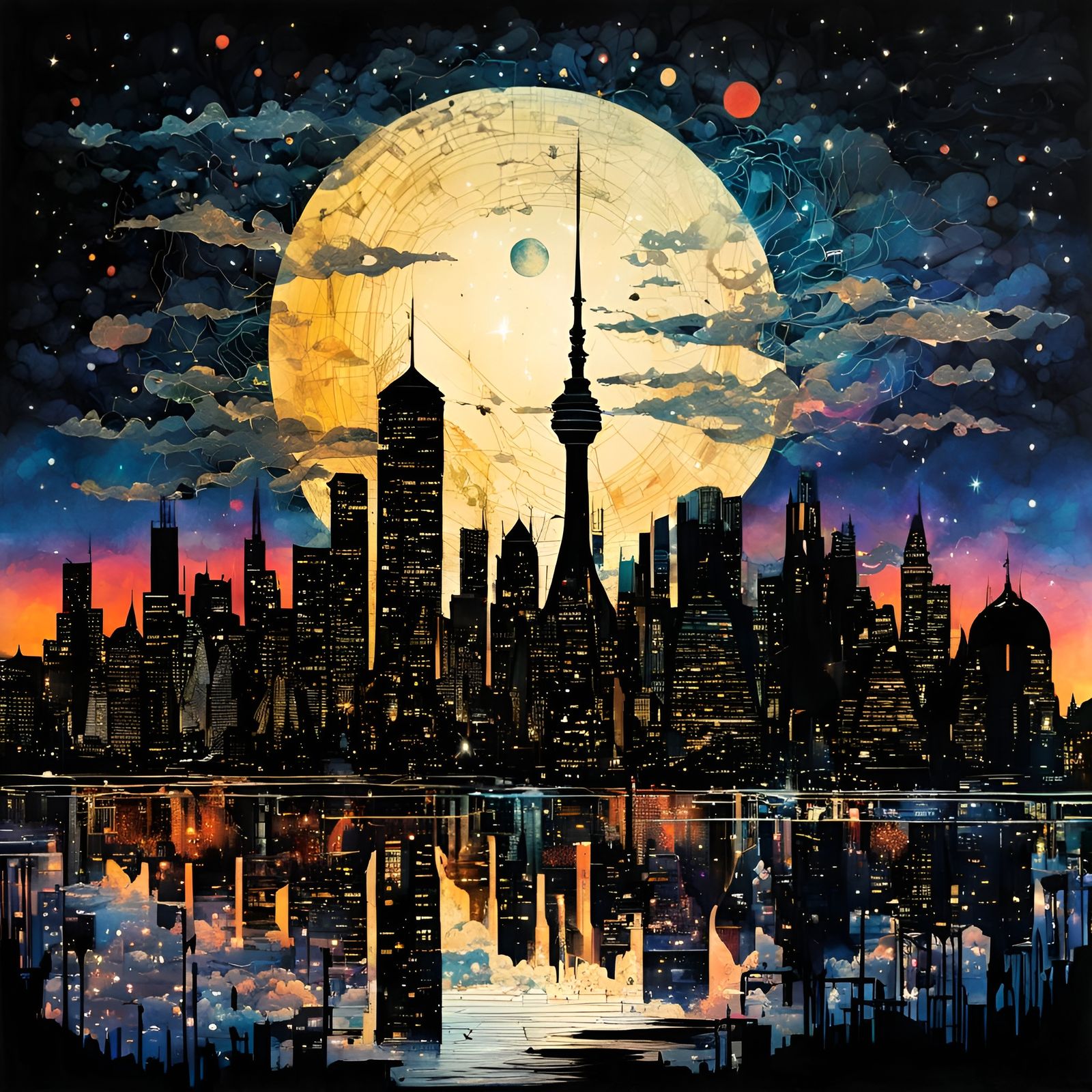 Midnight Metropolis  by @Dark_AiArt