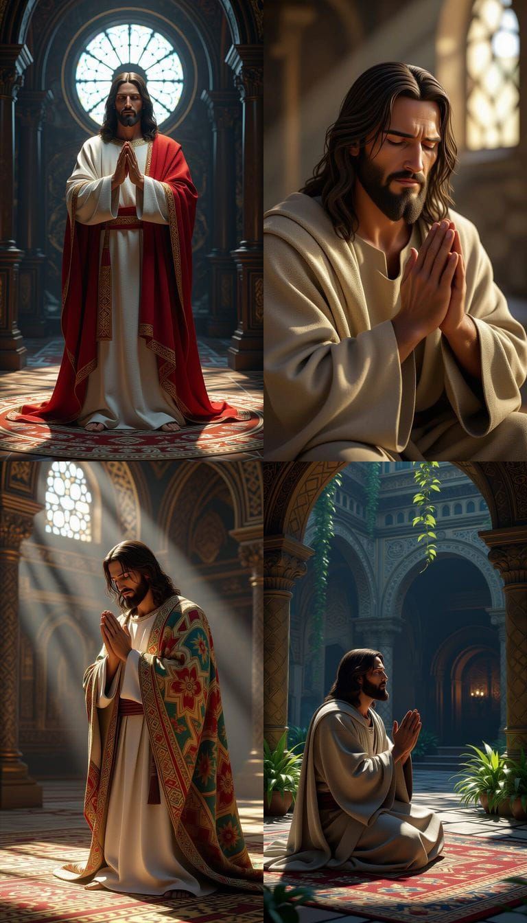 Jesus Praying in Dynamic Lighting