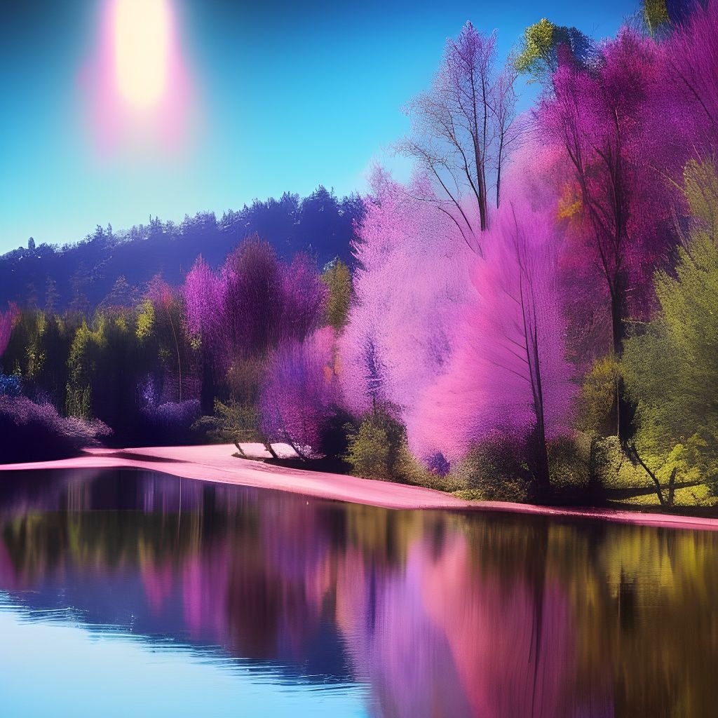 Iris Lucidus - Mirror Lake 2, The Pink Beach - AI Generated Artwork ...