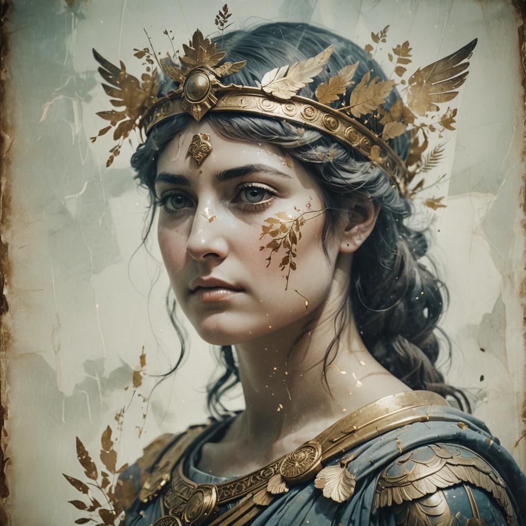 Double exposure of Athena portrait - AI Generated Artwork - NightCafe ...