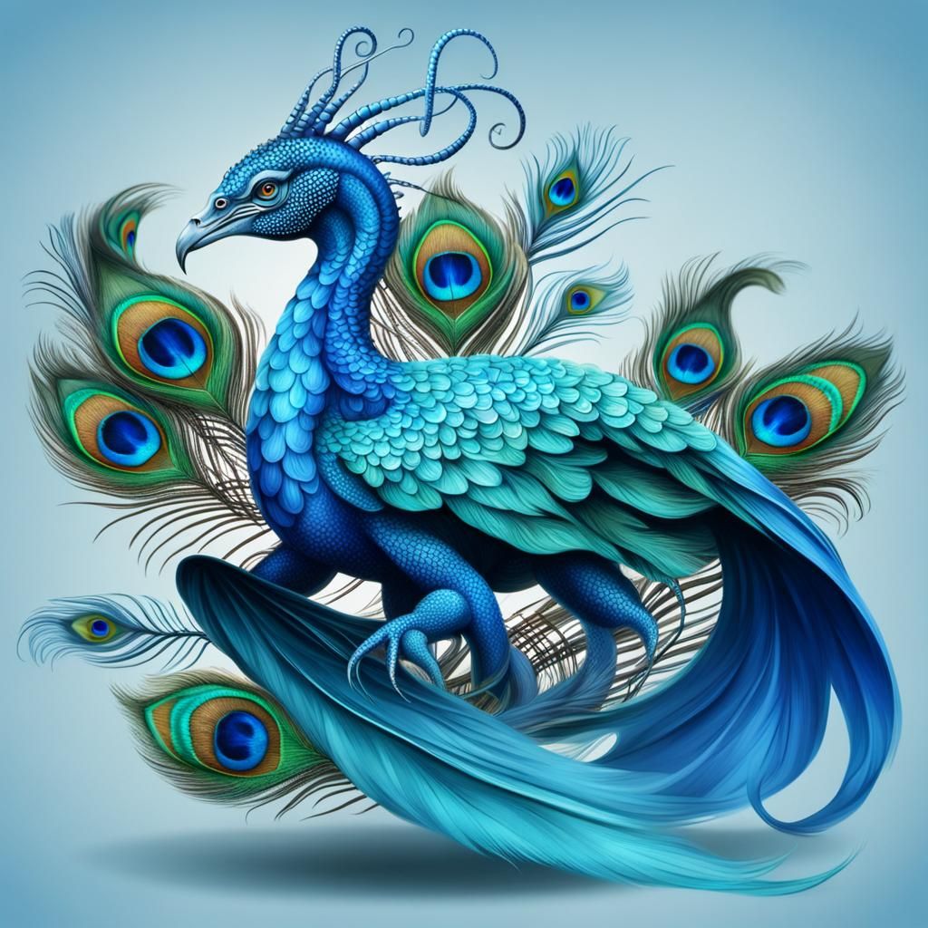 Peacock Dragon - AI Generated Artwork - NightCafe Creator