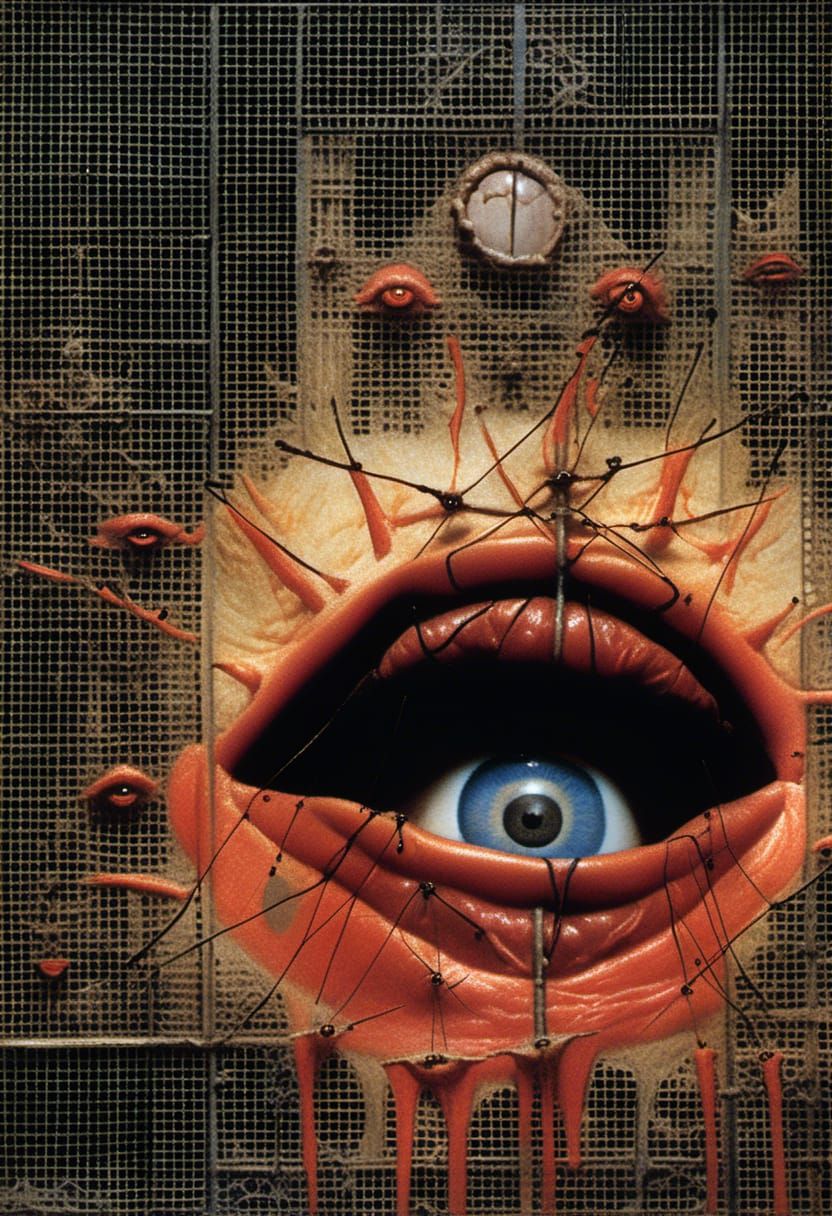 Surreal Landscape with Shepherds Herding Lions