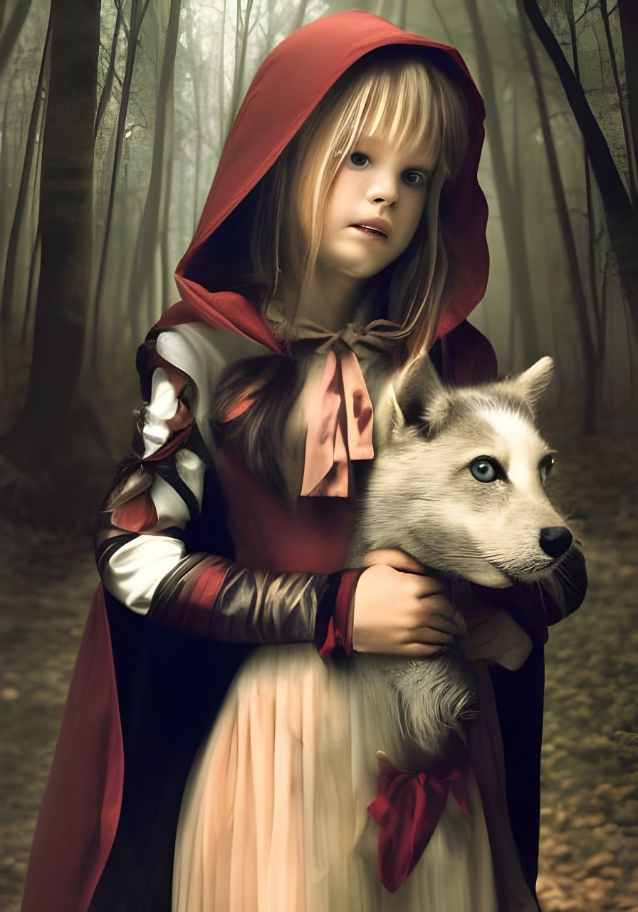 Little red riding hood had the wolf's head.