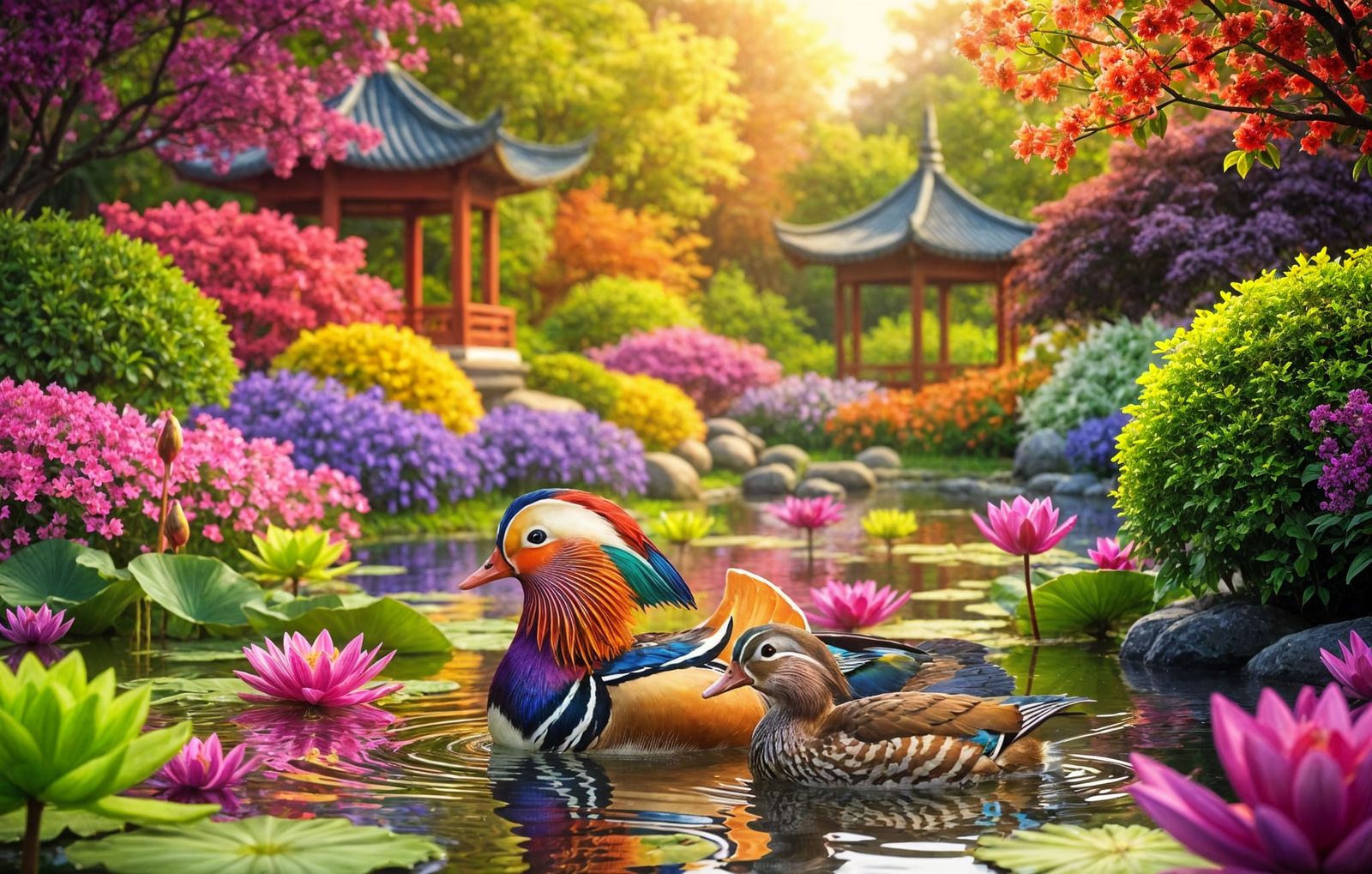 Oriental Rainbow Mandarin Duck