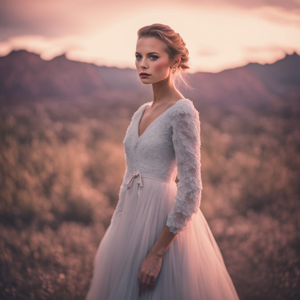 Surreal Portrait in Dreamlike Las Vegas Landscape