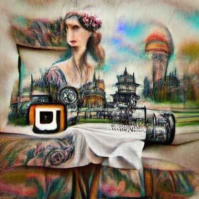 Beautiful flower meadow Ukiyo-e Wes Anderson baroque charcoa...