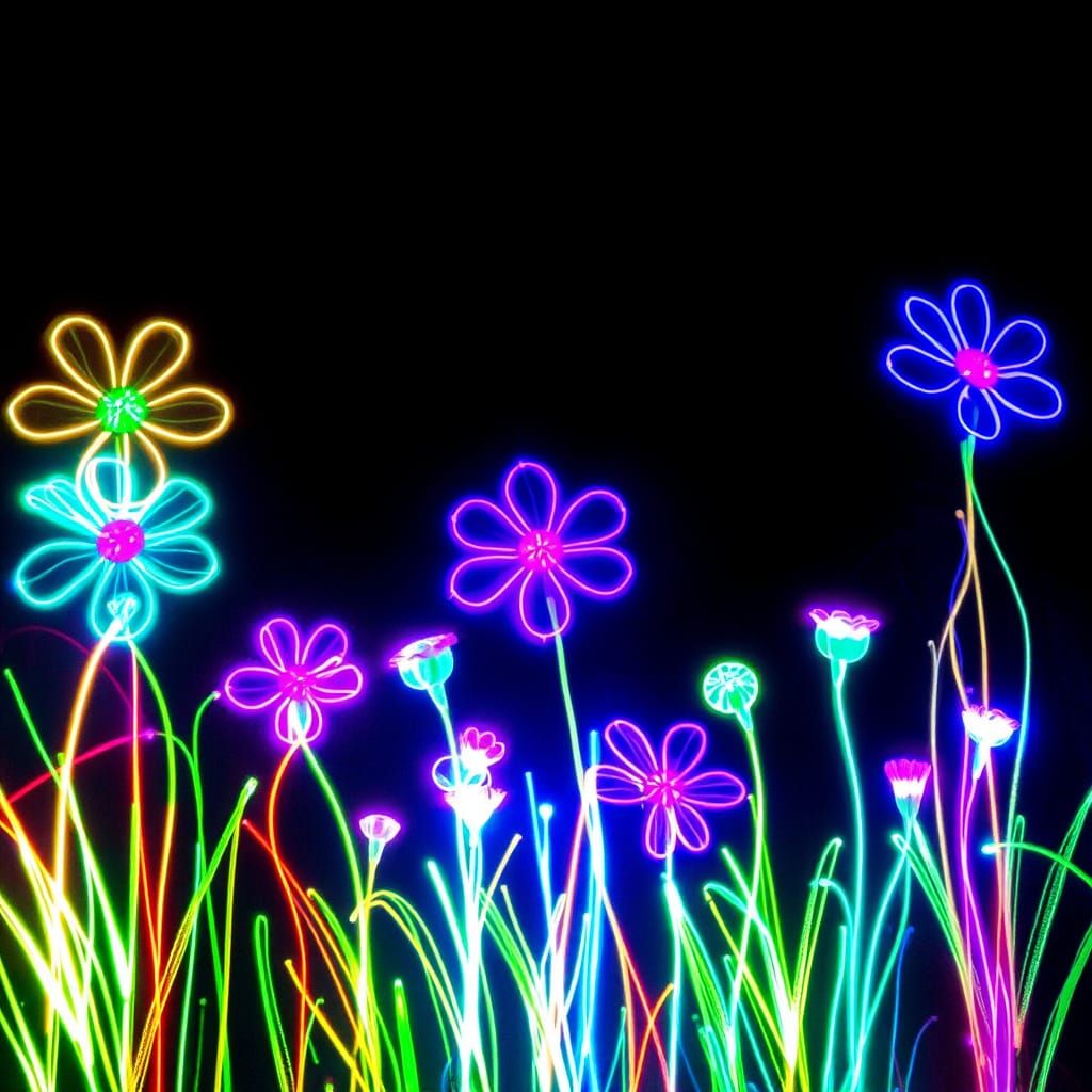 Flowers, light painting polychromatic graffiti
