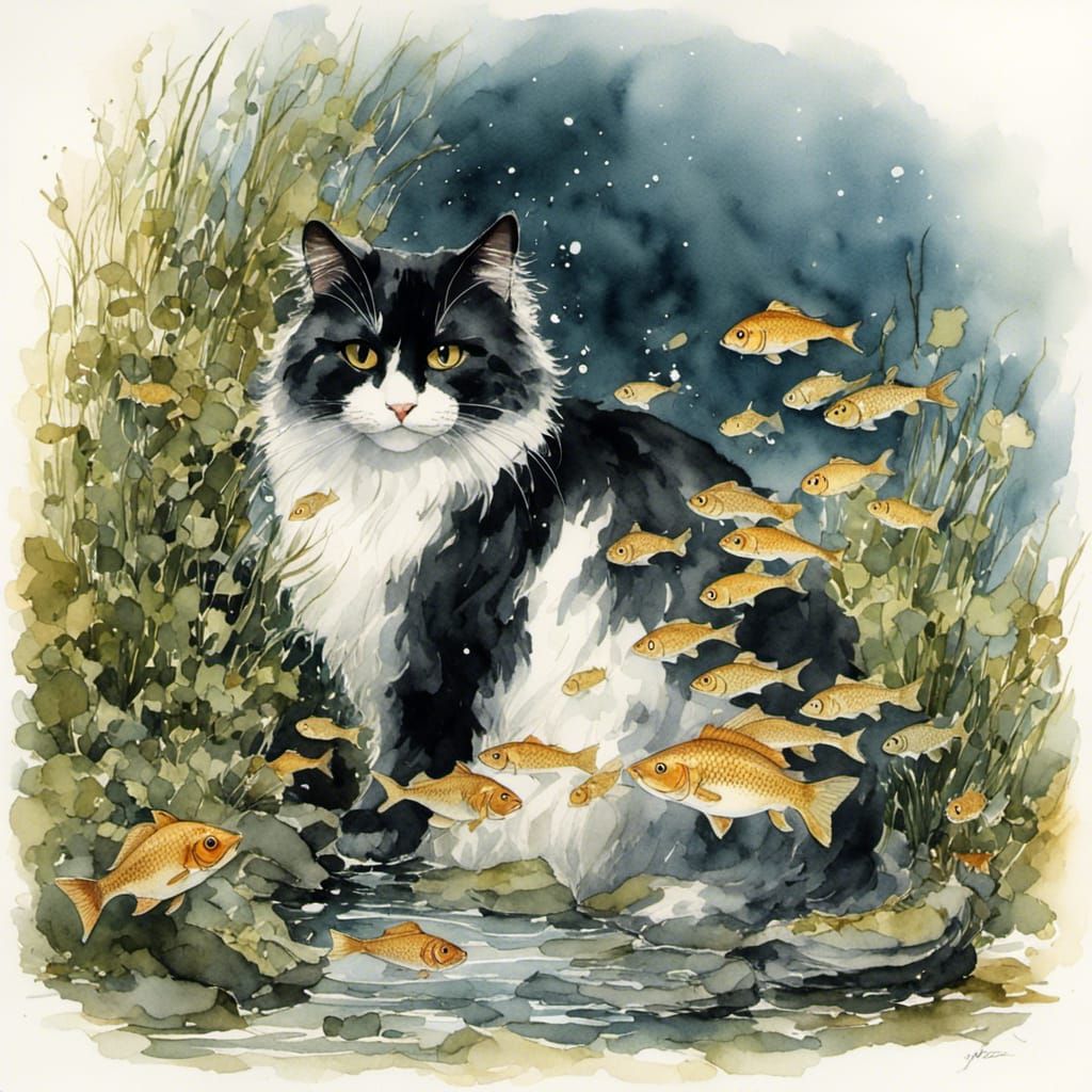Cat fish <lora:Storydweller:1.0> 