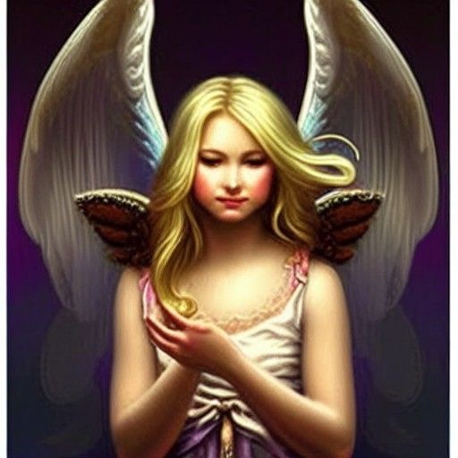 Ethereal Blonde Angel in Misty Fantasy Landscape