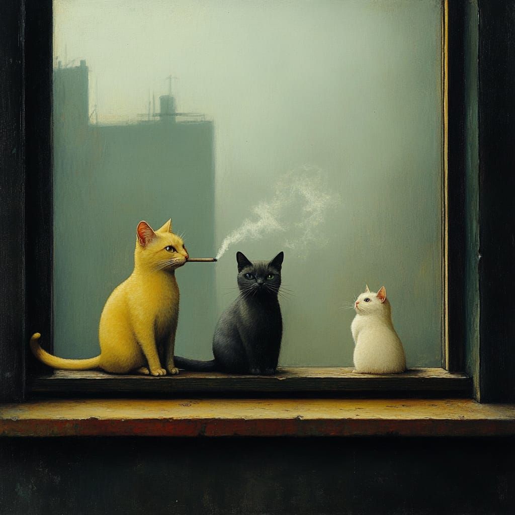 Smoke Break, Annoyed Kitten (Inspired by and In the Style of Micheal Sowa)