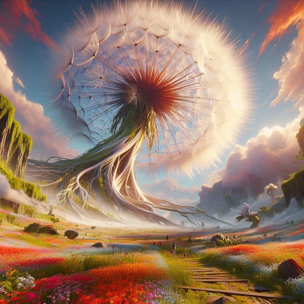 Invasion of The Gargantuan Dandelions  by @Fantasy Art by Kay