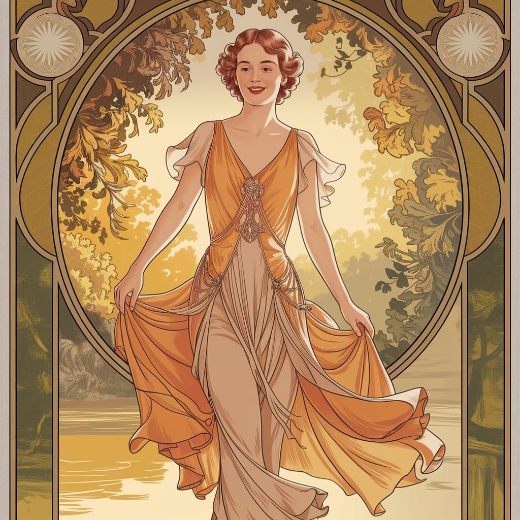 Elegant Art Deco Woman in Golden Light