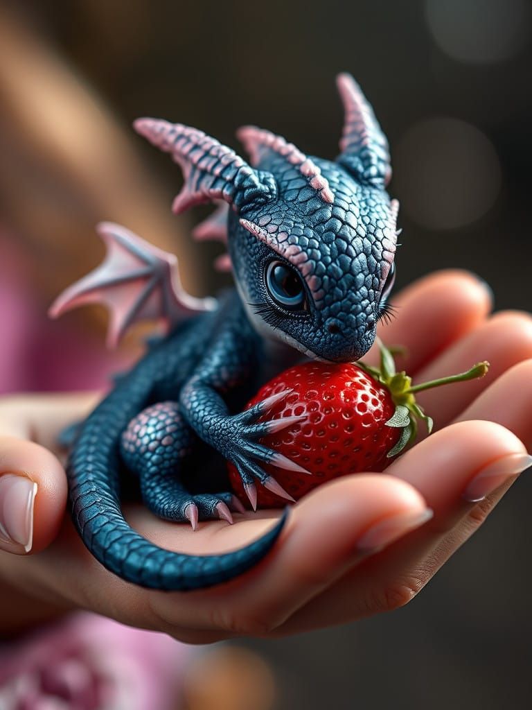 Little drago loves strawberry   by @GAi