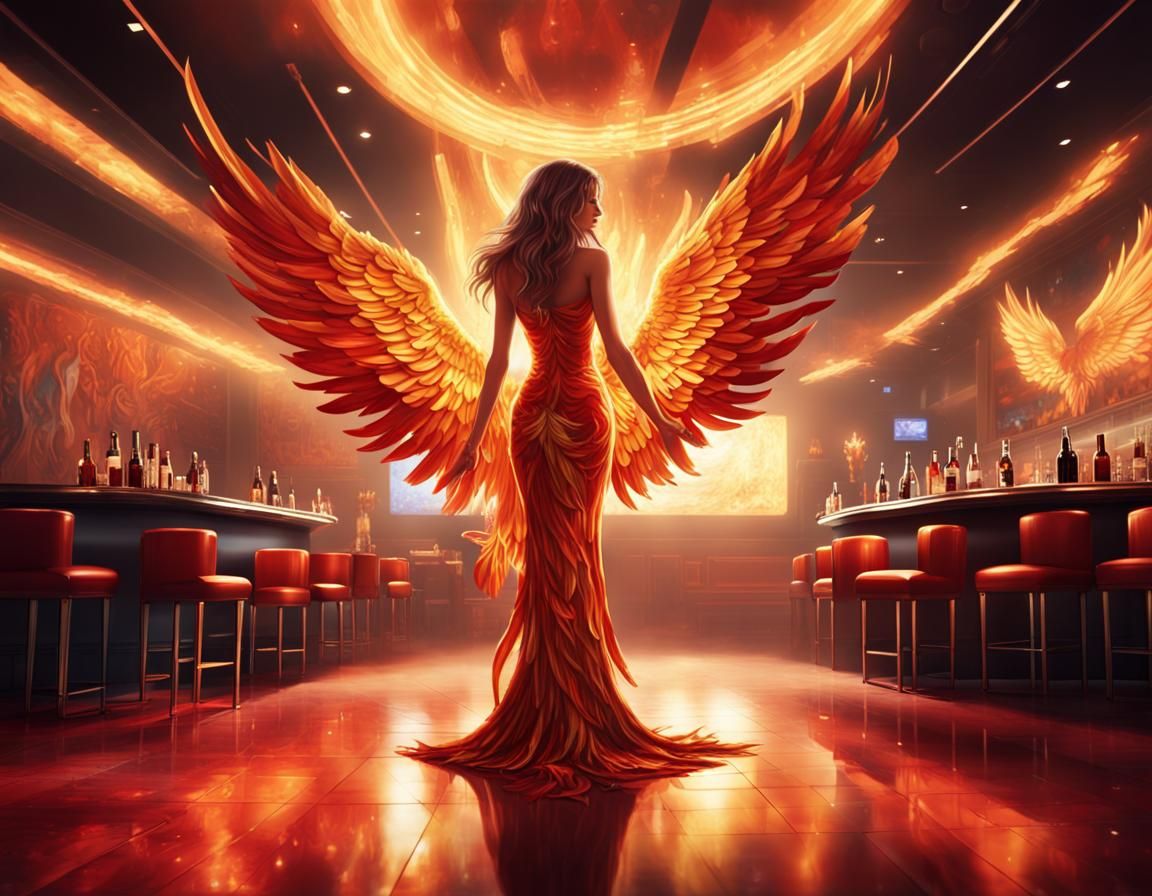 A Beautiful Half Fiery Phoenix, Lounge Singer Women with Gli...