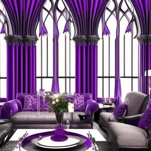 Beautiful Gothic Penthouse With Beautiful Purple Walls With Black ...