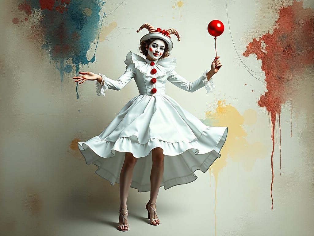 Female Clown Dressed in White  by @undefined