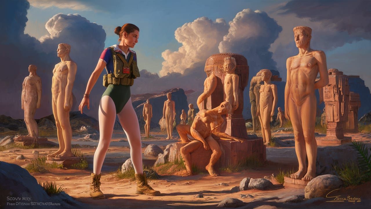 landed on a seemingly dead alien planet, a portrait view fro...