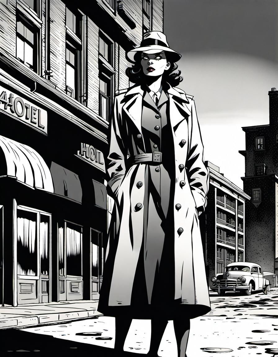 ((Dark comic)), ((noon)), monochrome, black and white, a 30 ...