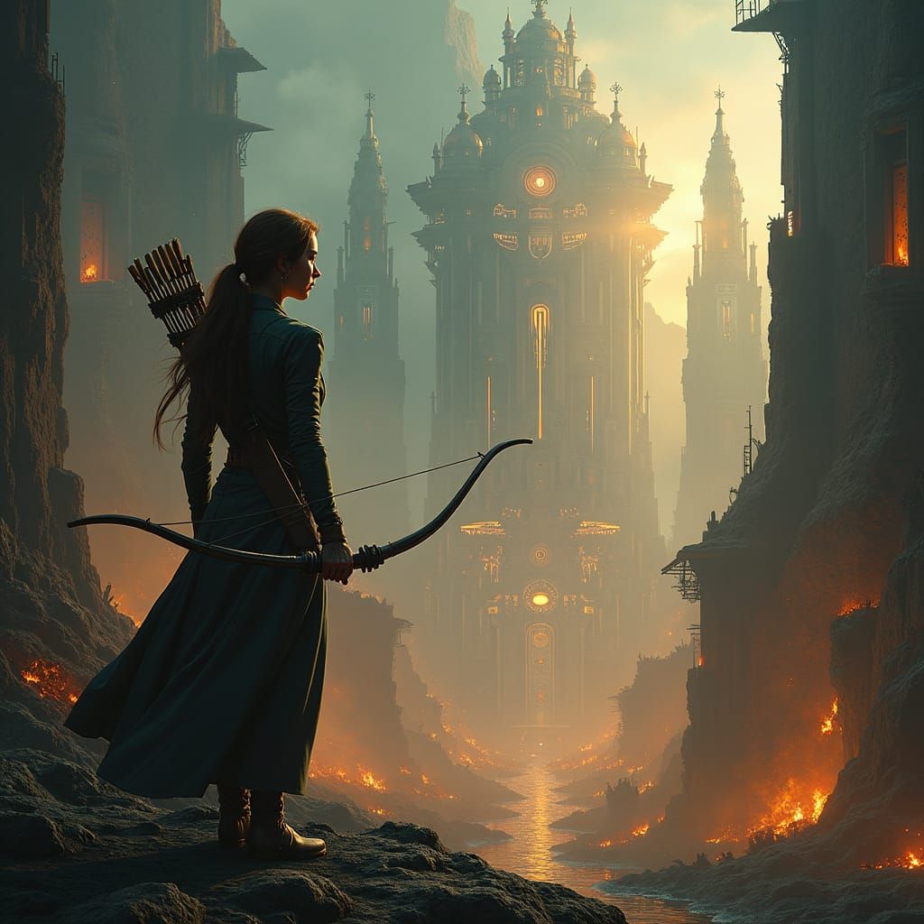 Katniss Everdeen in Panem's Dark Future: Digital Matte Paint...