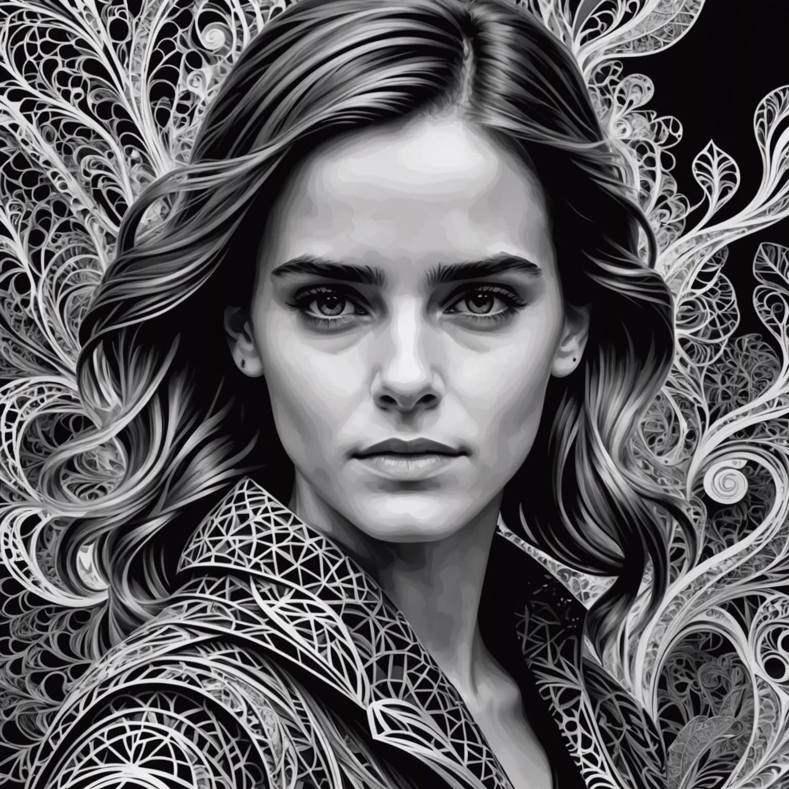 black and white picture of Emma Watson made with the style of Android ...