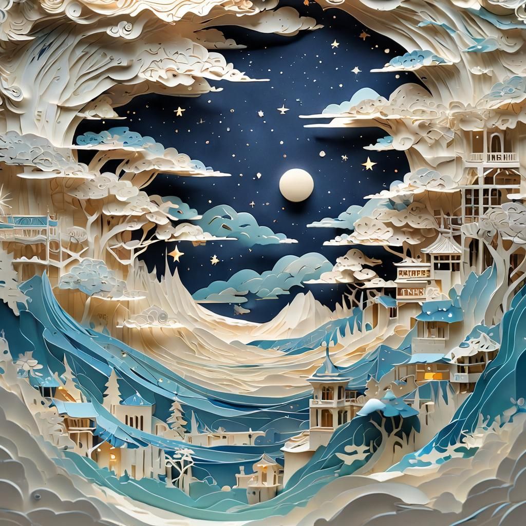 Kirigami's Starry Night  by @Elena