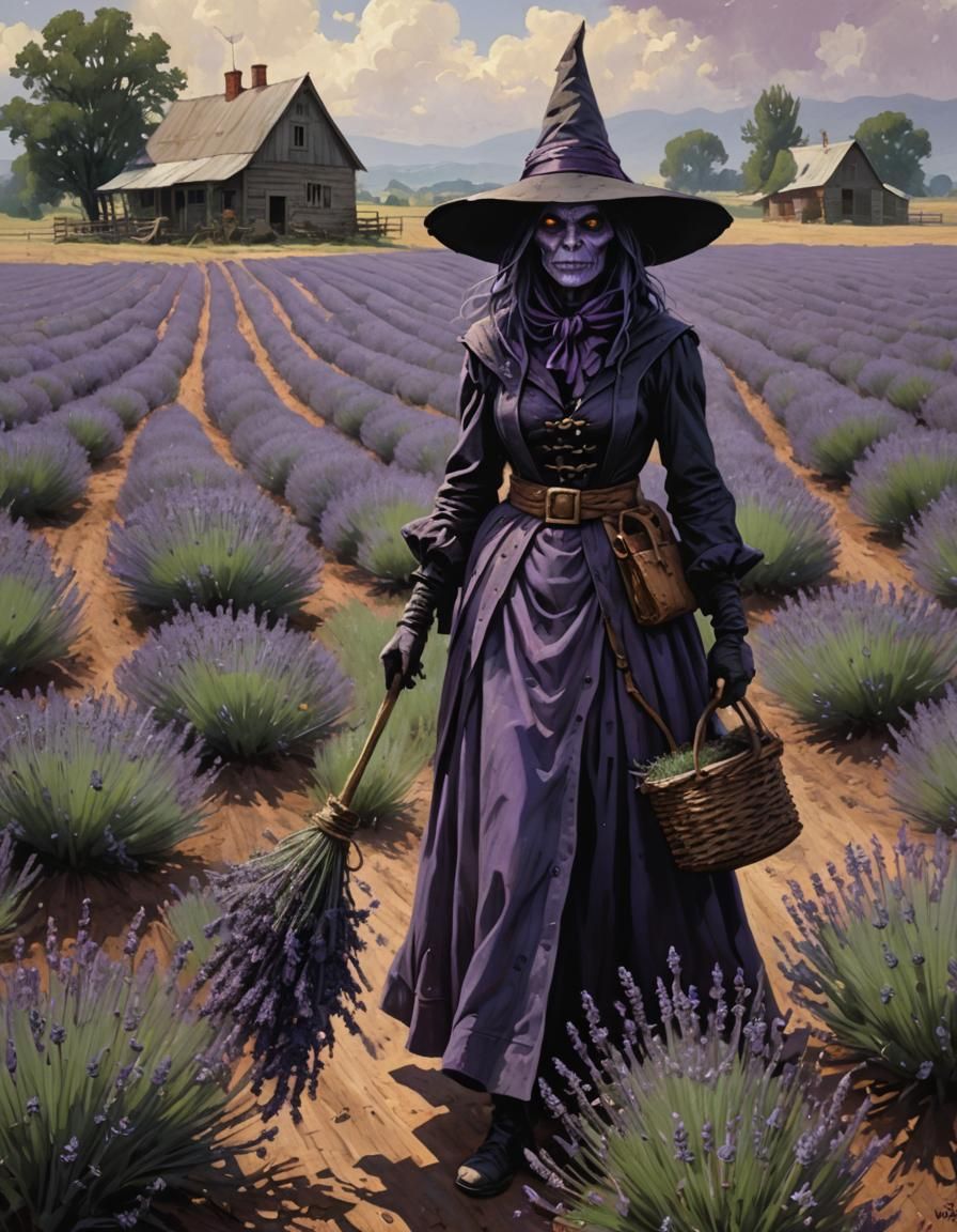 lavender field farm witch - AI Generated Artwork - NightCafe Creator