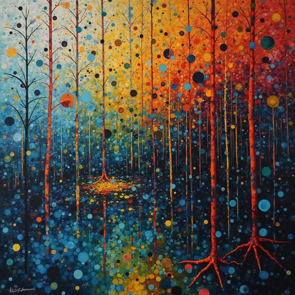 Optical Illusion Forest in Vibrant Colors