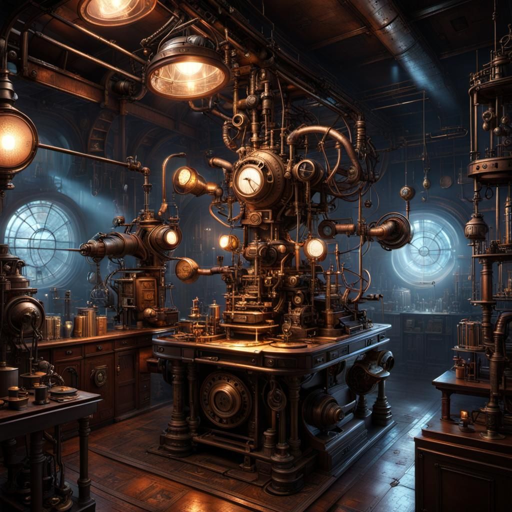 Steampunk laboratory (C) - AI Generated Artwork - NightCafe Creator