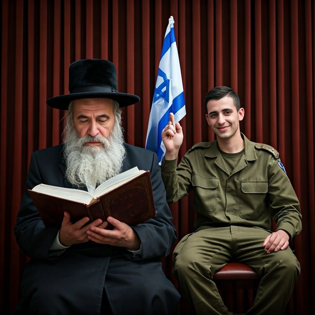 Israeli Soldier and Jew in Natural Lighting